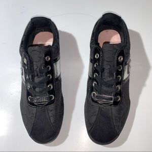 Guess Monogram Black Silver Sneaker Shoes Size 8